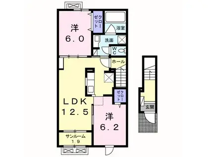 ライツ・カーサA(2LDK/2階)の間取り写真