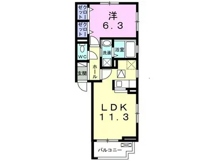 フロレスタ(1LDK/1階)の間取り写真