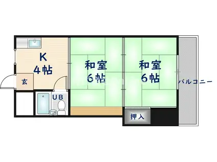 ウエストヒルズ平野(2K/3階)の間取り写真