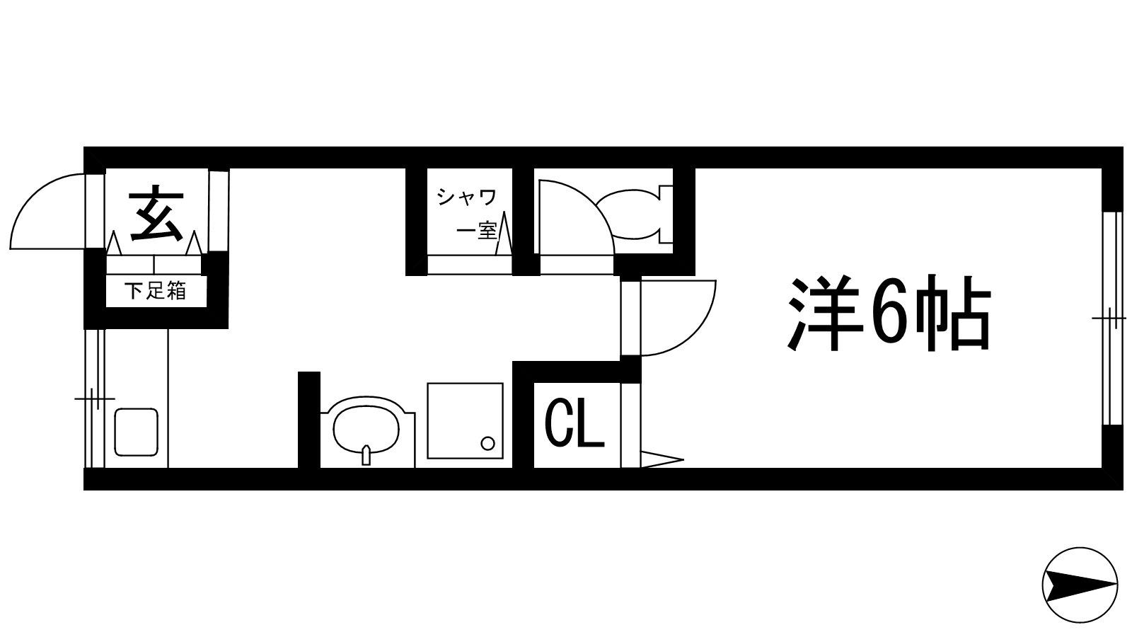第2平和荘(1K/3階)の間取り写真