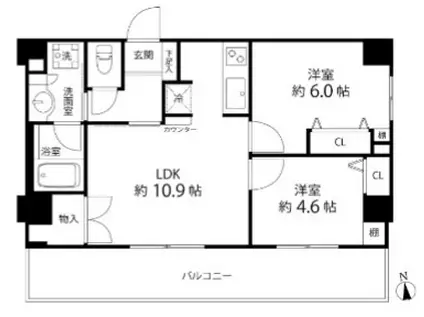 DUO STAGE白金高輪 デュオステージ白金高輪(2LDK/9階)の間取り写真