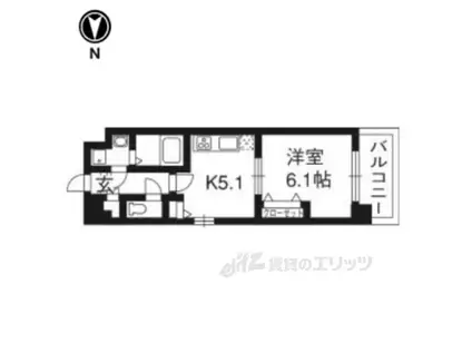 レジデンス西京極(1DK/9階)の間取り写真