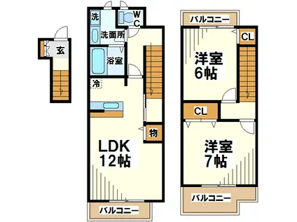 プリズプランタン(2LDK/2階)の間取り写真