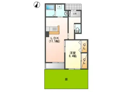 エルシャトーII(1LDK/1階)の間取り写真
