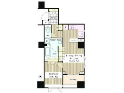 パークホームズ市谷薬王寺セントガレリア(1LDK/7階)の間取り写真