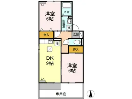 オルテンシア(2LDK/1階)の間取り写真