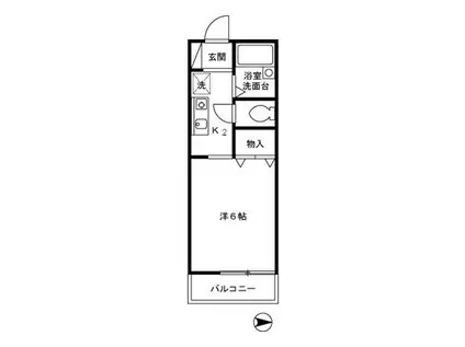 フラットエイト(1K/1階)の間取り写真