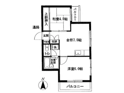 コーポ高鳥(2DK/2階)の間取り写真