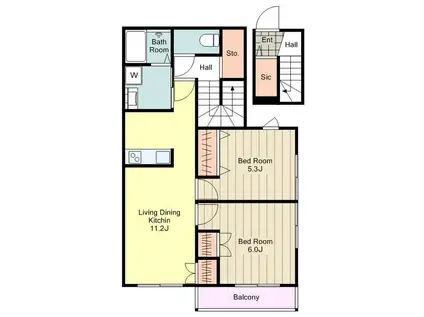 MAISON DE VANILLA(2LDK/1階)の間取り写真