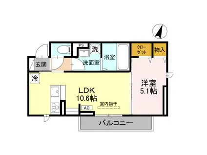 CLASSEUM幸西III 202(1LDK/2階)の間取り写真