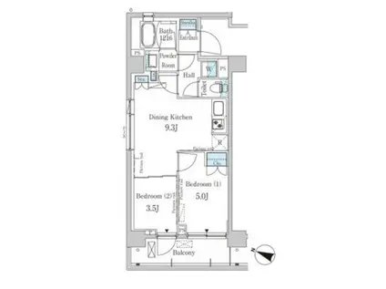 パークアクシス西馬込(2DK/3階)の間取り写真