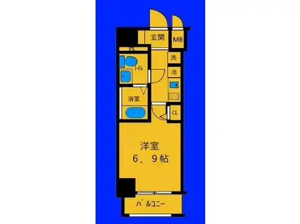 ライジングプレイス桜木町二番館(1K/8階)の間取り写真