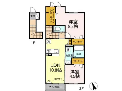 パルク・トリシア(2LDK/2階)の間取り写真