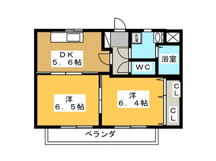 グレートウォール北町(2DK/2階)の間取り写真