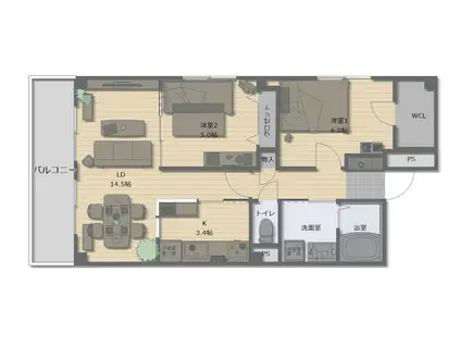 フランカー桜ノ宮SIX(2LDK/8階)の間取り写真