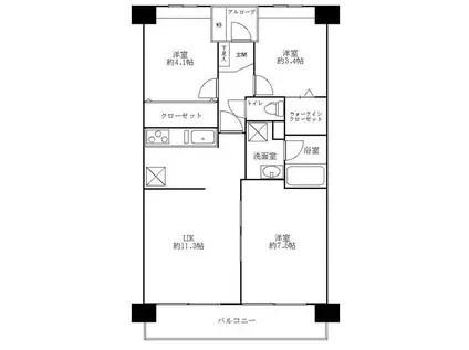 グリーンプラザ八柱第1(3LDK/6階)の間取り写真