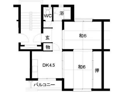 都府楼11棟(2DK/3階)の間取り写真