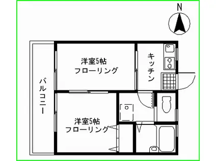 コーポ静河(2K/2階)の間取り写真