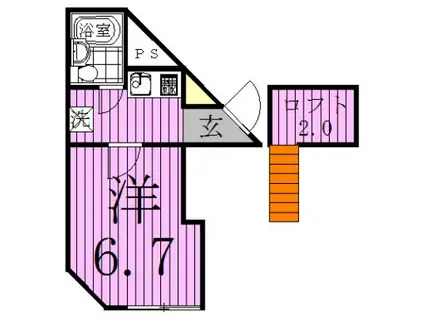 ジュネパレス松戸103(1K/2階)の間取り写真