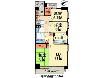 エコロジー浅草橋レジデンス(3LDK/13階)の間取り写真