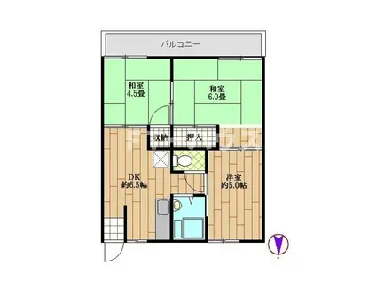 ホワイトリエゾンC棟(3DK/2階)の間取り写真