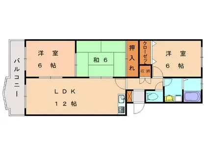 アネックス三苫(3LDK/4階)の間取り写真
