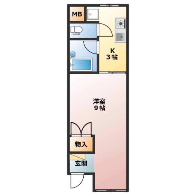 三記マンション灘(1K/1階)の間取り写真