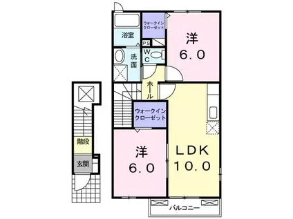 ガーデンハウスS・K II(2LDK/2階)の間取り写真
