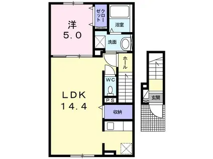 フルール(1LDK/2階)の間取り写真