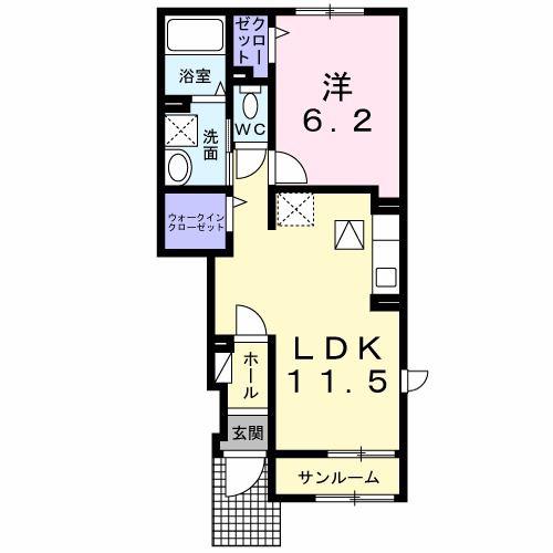 テルミアース I(1LDK/1階)の間取り写真