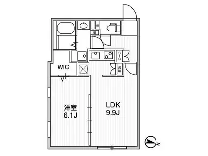 QUADOR中野(1LDK/3階)の間取り写真