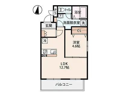 ソラーナ岡谷B(1LDK/1階)の間取り写真