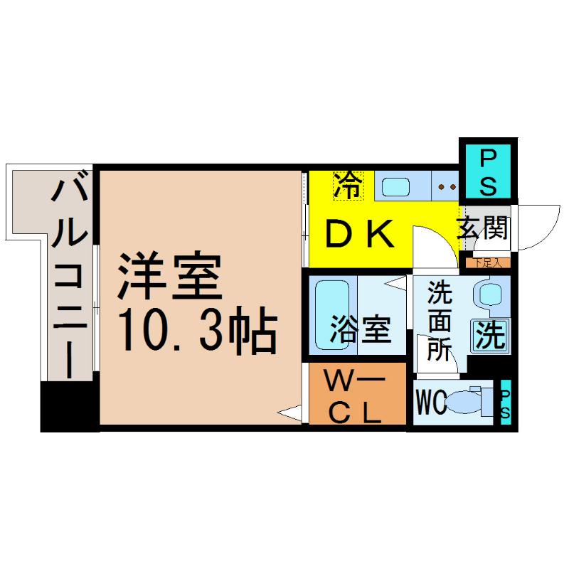 グレイス泉(1DK/6階)の間取り写真