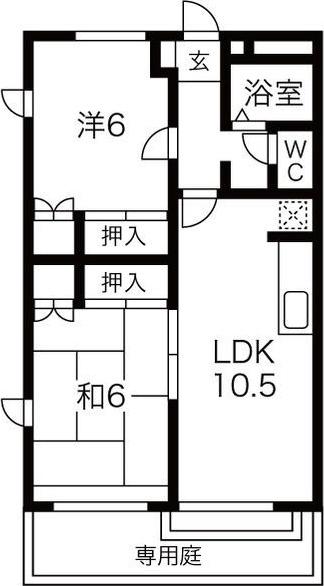 プロパティ中之町(2LDK/1階)の間取り写真