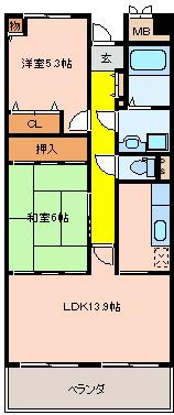 アイレックスプラザ(2LDK/4階)の間取り写真