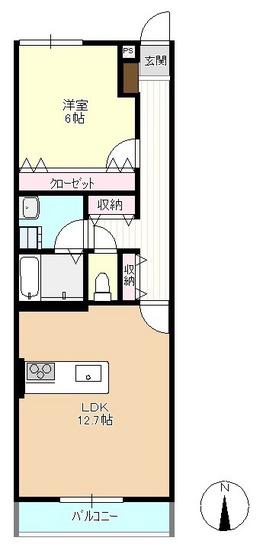 アルカンジュ高柳西町(1LDK/1階)の間取り写真