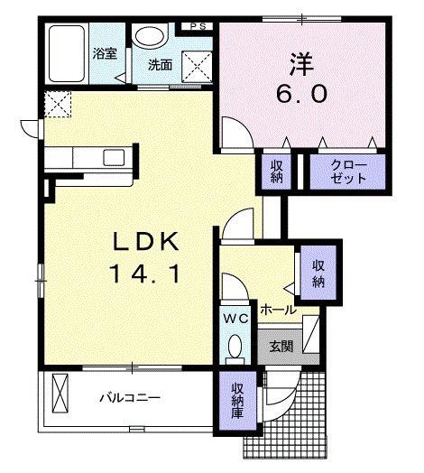 セレーノ・カーサ(1LDK/1階)の間取り写真