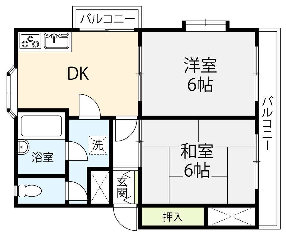 日野台みすずマンション(2DK/4階)の間取り写真