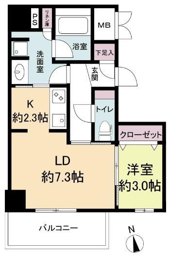 ウェルブライト博多ステーション(1LDK/12階)の間取り写真