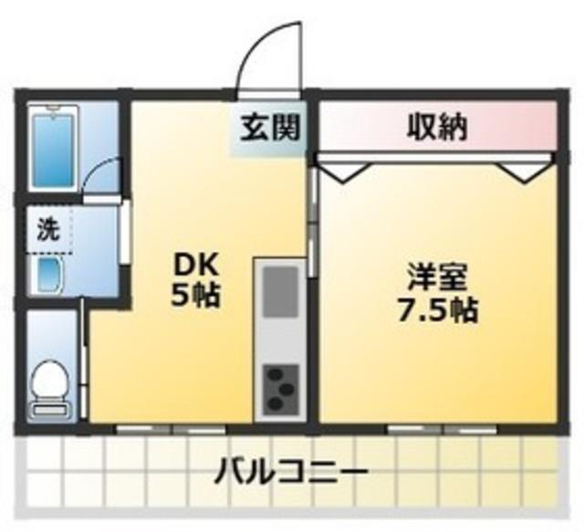 グレース東町(1DK/1階)の間取り写真