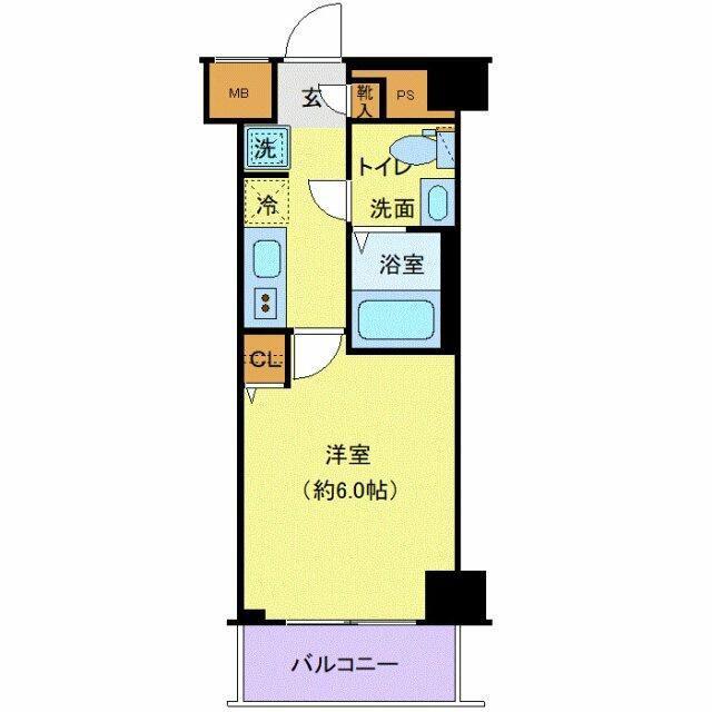 ジェノヴィアお花茶屋IIスカイガーデン(1K/6階)の間取り写真