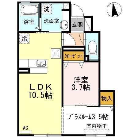 アクシア(1LDK/1階)の間取り写真