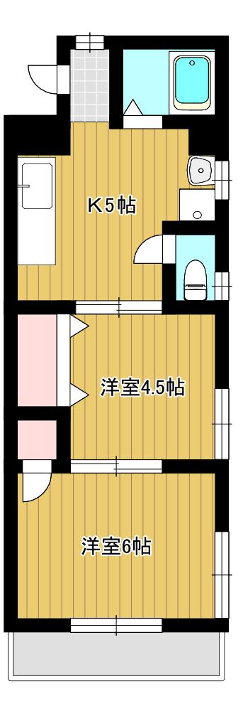 大里マンション(2K/2階)の間取り写真