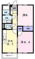 サンスクエアー D(2DK/2階)の間取り写真