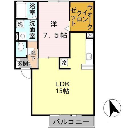 シロス船上B(1LDK/2階)の間取り写真