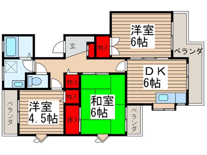 第2湯浅マンション(3DK/2階)の間取り写真