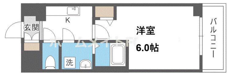 エスリード ザ・カレント大阪(1K/2階)の間取り写真