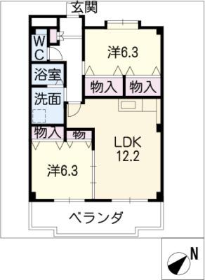 サンシャイン松河(2LDK/1階)の間取り写真