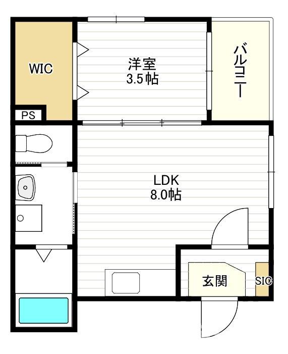 ハーモニーテラス今林(1LDK/1階)の間取り写真