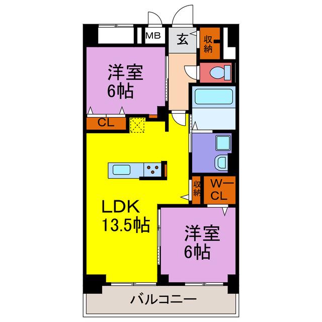 KUNIO(2LDK/4階)の間取り写真